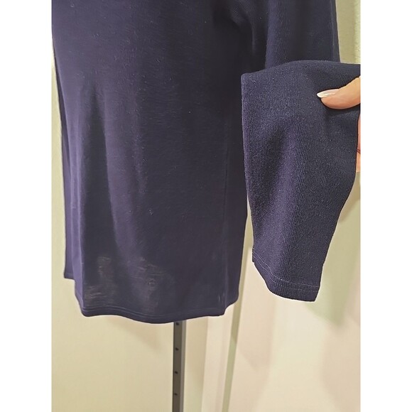 True Vtg 70s Italian Turtleneck Womens M Navy Blue Minimalist Old Money Capsule - Picture 3 of 6